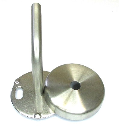 Edelstahl Handlaufträger-Set Ø 70 x 4 mm, mit Bügel 75x75 mm und Cliprosette und M6, geschliffen K240